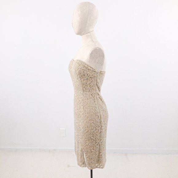 Neiman Marcus XS Strapless Lace Mini Dress Nude - Picture 5 of 13